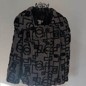 Geometric Black and Cream Women's Coat
